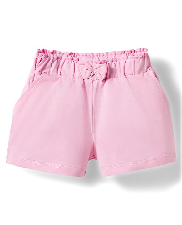 Babyhug Single Jersey Knit Mid Thigh Solid Shorts with Bow Applique Pack of 3 - Multicolor