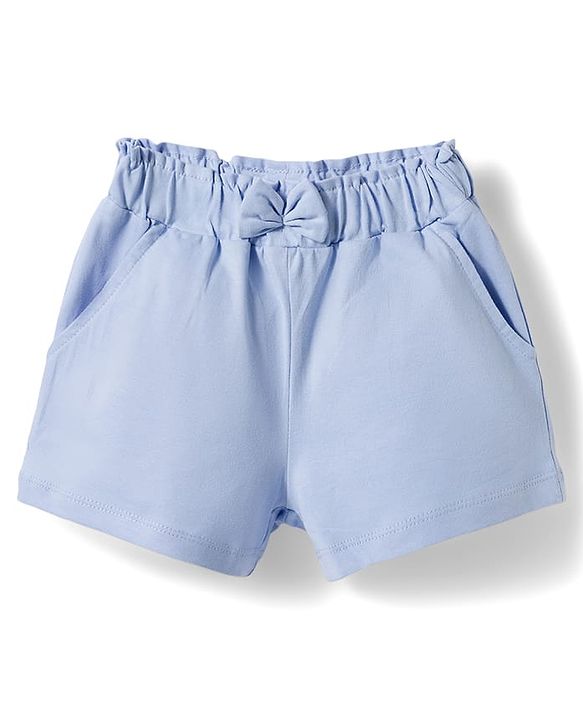 Babyhug Single Jersey Knit Mid Thigh Solid Shorts with Bow Applique Pack of 3 - Multicolor
