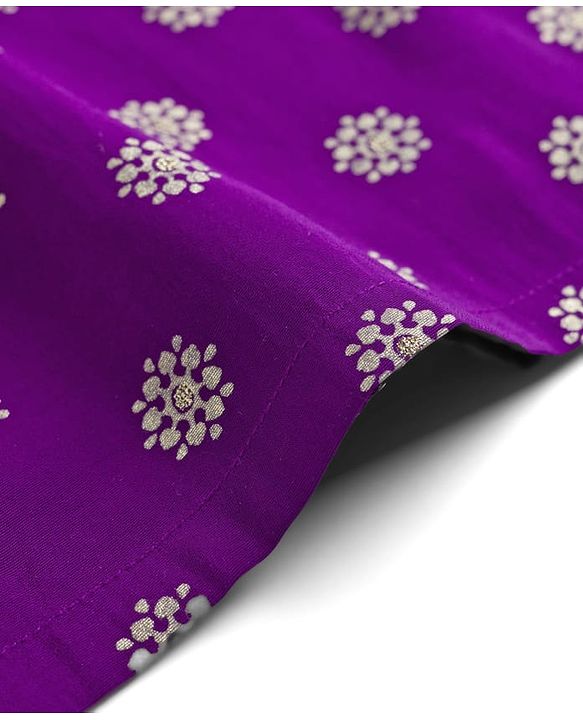 Babyhug Woven Full Sleeves Kurta Pyjama Set With Foil Print - Purple