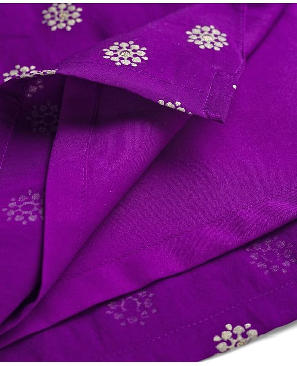 Babyhug Woven Full Sleeves Kurta Pyjama Set With Foil Print - Purple