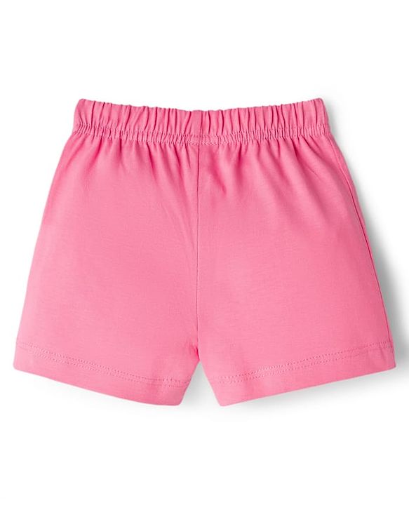 Babyhug 100% Cotton Knit Mid Thigh Shorts with Text Print & Bow Applique Pack of 3 - Multicolor