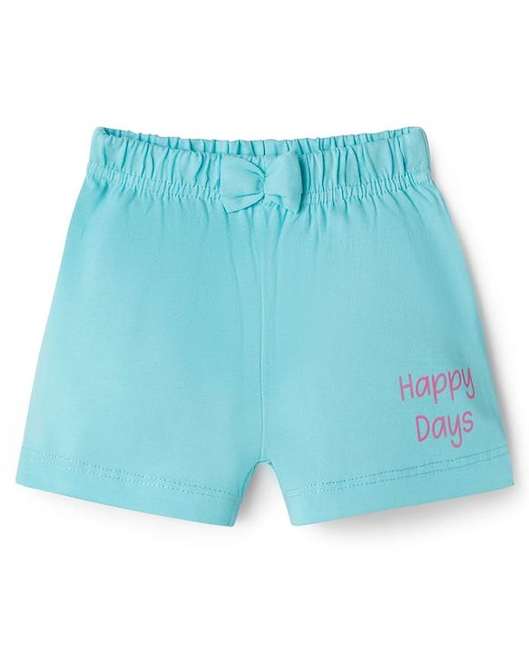 Babyhug 100% Cotton Knit Mid Thigh Shorts with Text Print & Bow Applique Pack of 3 - Multicolor