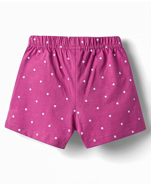 Babyhug Single Jersey Knit Mid Thigh Shorts with Polka Dot Print & Bow Applique Pack of 3 - Multicolor