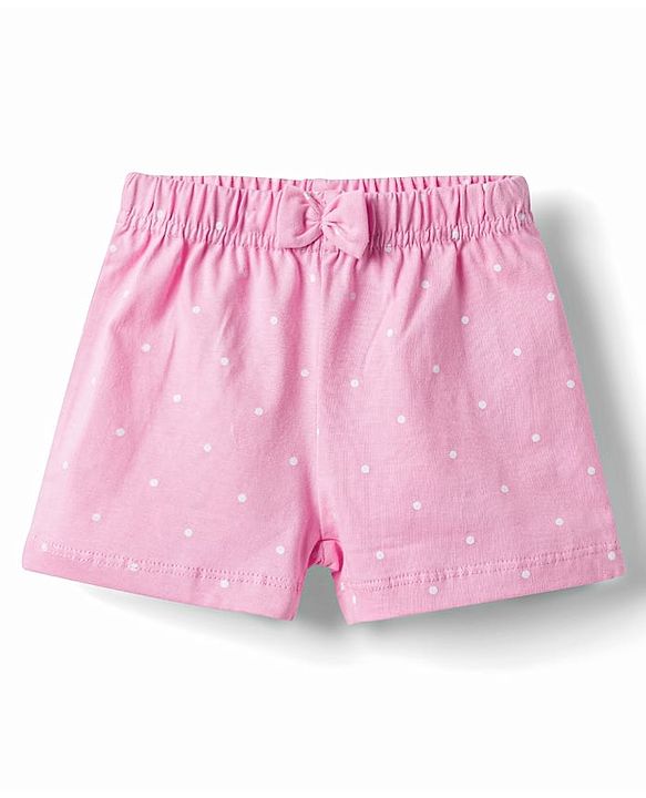Babyhug Single Jersey Knit Mid Thigh Shorts with Polka Dot Print & Bow Applique Pack of 3 - Multicolor