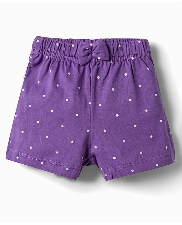 Babyhug Single Jersey Knit Mid Thigh Shorts with Polka Dot Print & Bow Applique Pack of 3 - Multicolor