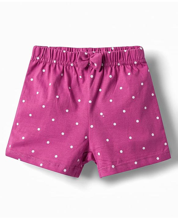 Babyhug Single Jersey Knit Mid Thigh Shorts with Polka Dot Print & Bow Applique Pack of 3 - Multicolor