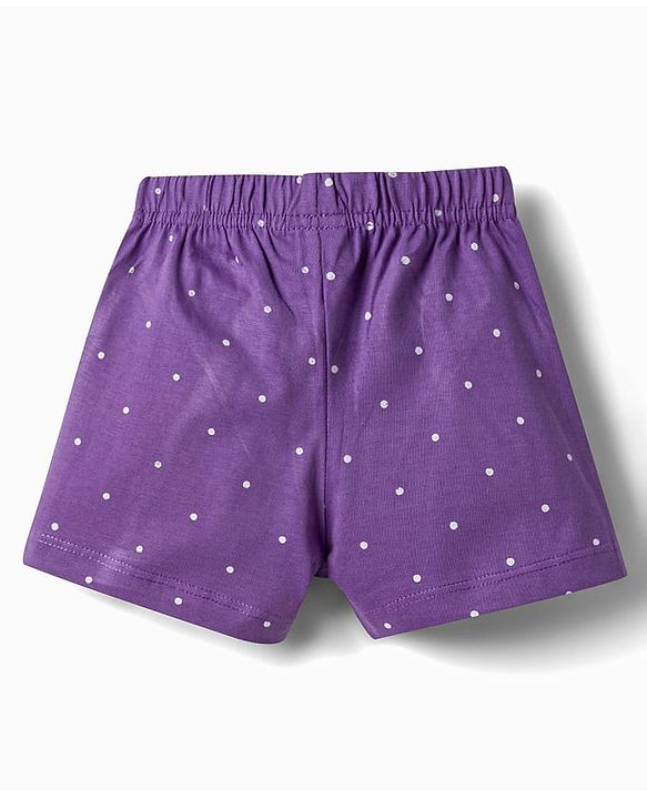 Babyhug Single Jersey Knit Mid Thigh Shorts with Polka Dot Print & Bow Applique Pack of 3 - Multicolor