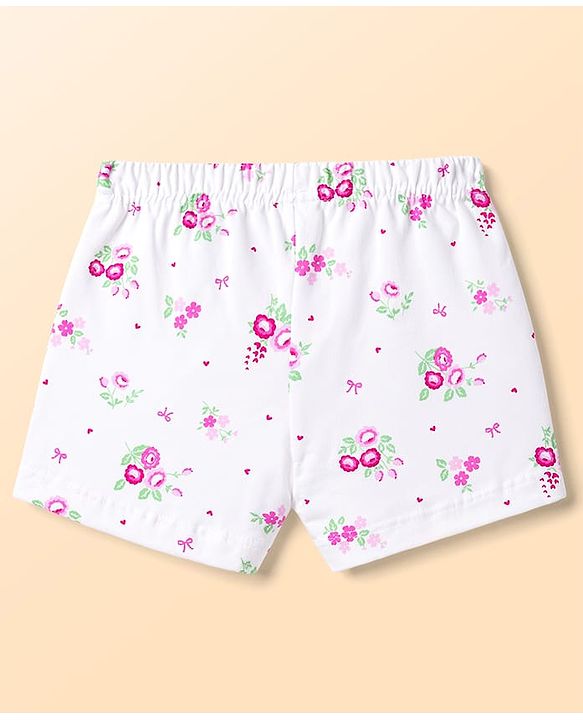 Babyhug Single Jersey Knit Mid Thigh Printed Shorts with Bow Applique Pack of 3 - Multicolor