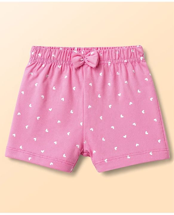 Babyhug Single Jersey Knit Mid Thigh Printed Shorts with Bow Applique Pack of 3 - Multicolor
