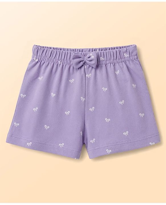 Babyhug Single Jersey Knit Mid Thigh Printed Shorts with Bow Applique Pack of 3 - Multicolor