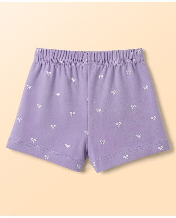 Babyhug Single Jersey Knit Mid Thigh Printed Shorts with Bow Applique Pack of 3 - Multicolor