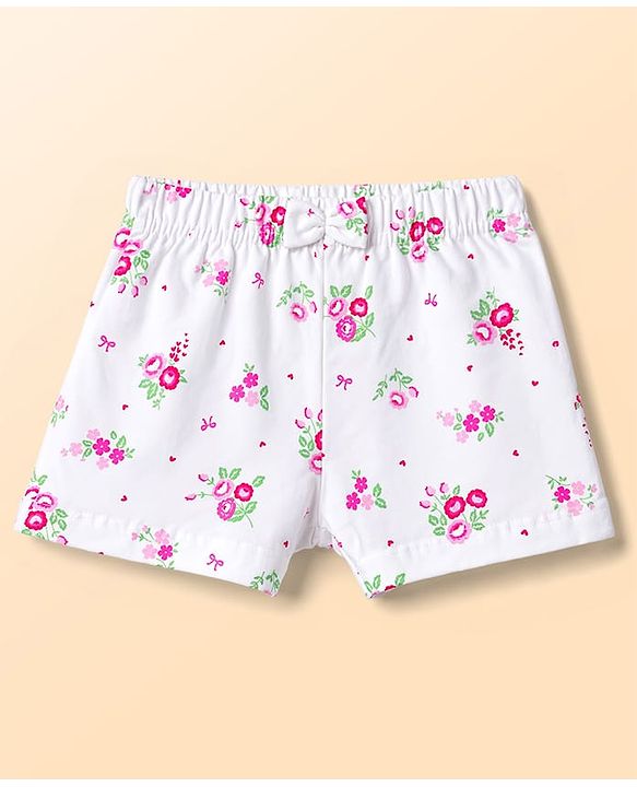 Babyhug Single Jersey Knit Mid Thigh Printed Shorts with Bow Applique Pack of 3 - Multicolor