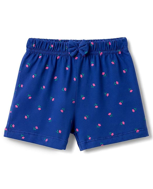 Babyhug Single Jersey Knit Mid Thigh Printed Shorts with Bow Applique Pack of 3 - Multicolor