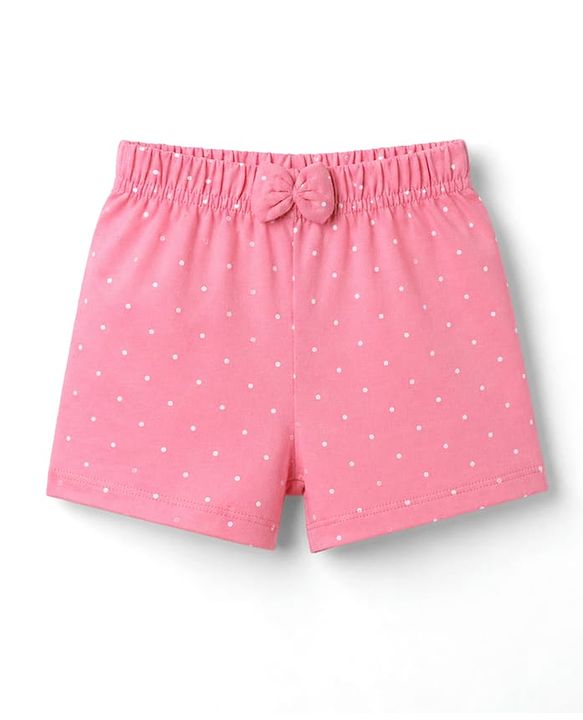 Babyhug Single Jersey Knit Mid Thigh Shorts With Polka Dots & Bunny Print Pack of 3 - Multicolor