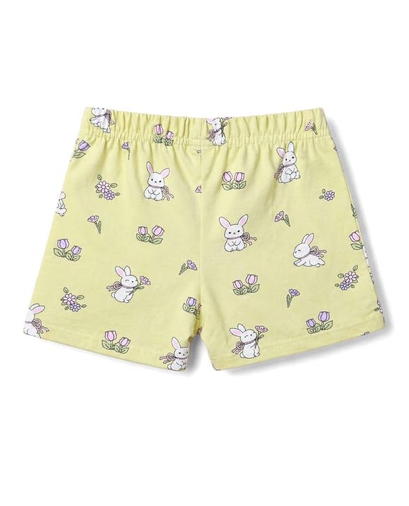 Babyhug Single Jersey Knit Mid Thigh Shorts With Polka Dots & Bunny Print Pack of 3 - Multicolor