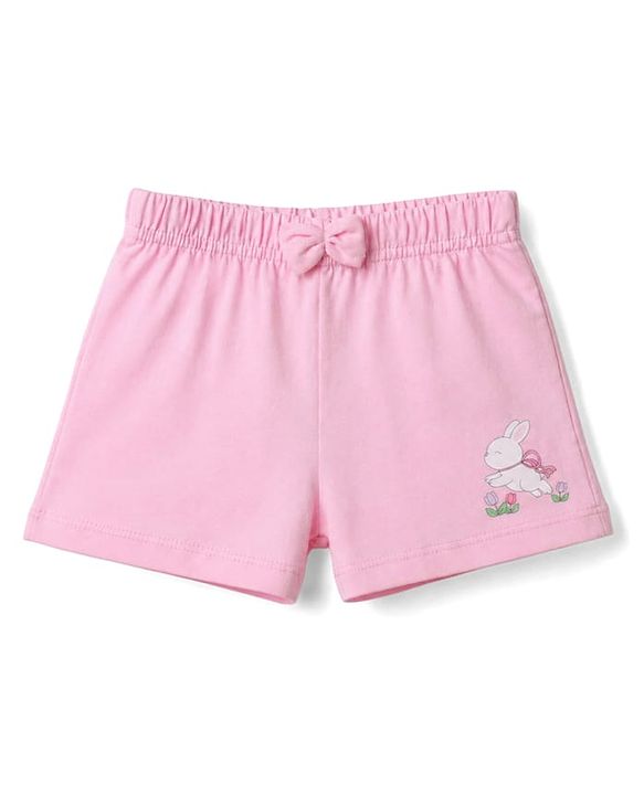 Babyhug Single Jersey Knit Mid Thigh Shorts With Polka Dots & Bunny Print Pack of 3 - Multicolor