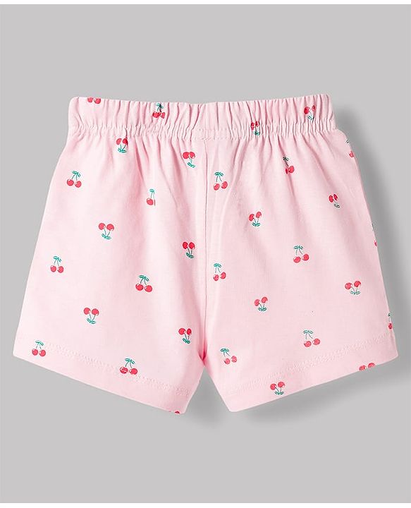 Babyhug Single Jersey Knit Mid Thigh Shorts with Cherry & Bow Print Pack of 3 - Multicolor