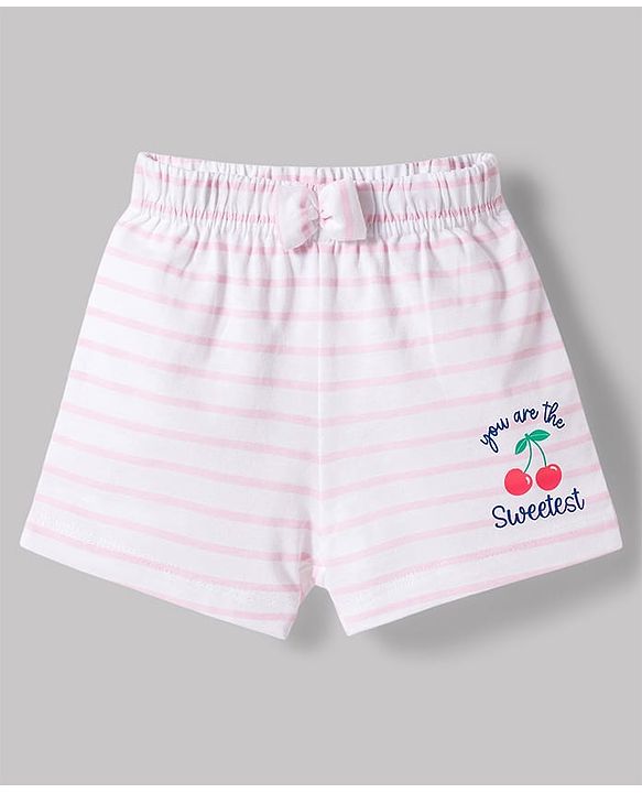 Babyhug Single Jersey Knit Mid Thigh Shorts with Cherry & Bow Print Pack of 3 - Multicolor