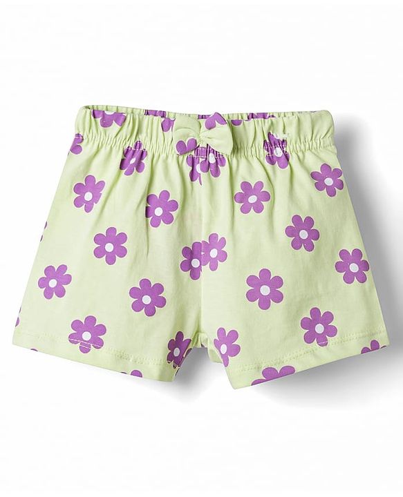 Babyhug Single Jersey Knit Mid Thigh Printed Shorts with Bow Applique Pack of 3 - Multicolor