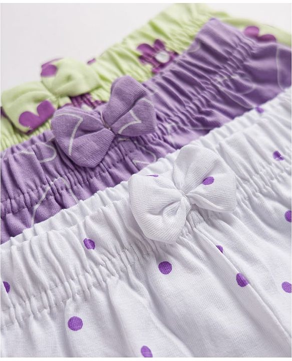 Babyhug Single Jersey Knit Mid Thigh Printed Shorts with Bow Applique Pack of 3 - Multicolor
