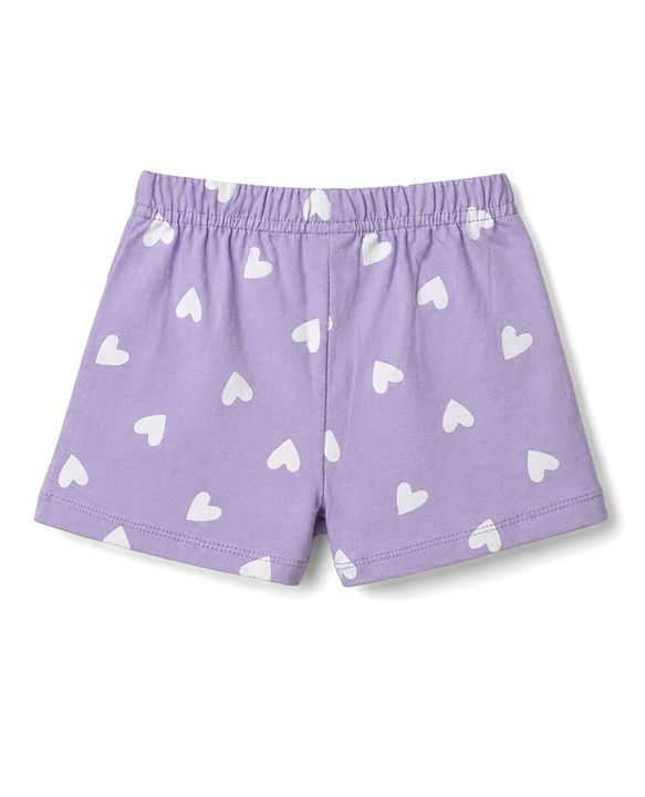 Babyhug Single Jersey Knit Mid Thigh Shorts With Heart Print & Bow Applique Pack of 3 - Multicolor