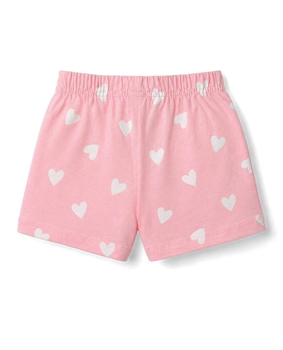 Babyhug Single Jersey Knit Mid Thigh Shorts With Heart Print & Bow Applique Pack of 3 - Multicolor