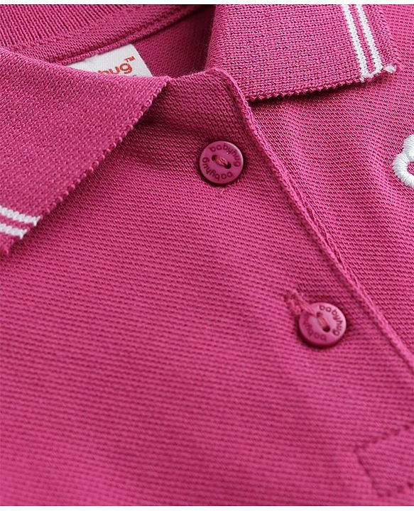 Babyhug  Knitted Sleeveless Polo Neck One Piece Dress/Frock With Bow Print - Pink