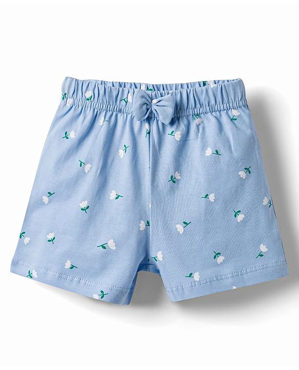 Babyhug Single Jersey Knit Mid Thigh Printed Shorts with Bow Applique Pack of 3 - Multicolor