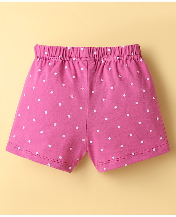 Babyhug Single Jersey Knit Mid Thigh Shorts With Polka Dots Print Pack of 3 - Multicolor