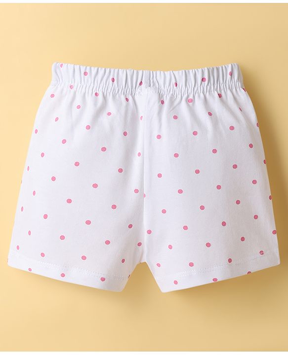Babyhug Single Jersey Knit Mid Thigh Shorts With Polka Dots Print Pack of 3 - Multicolor