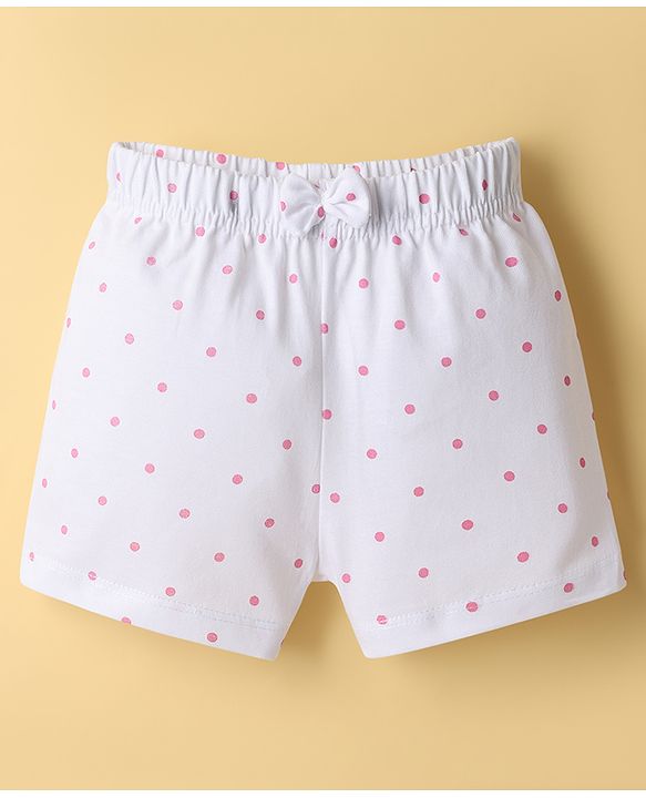 Babyhug Single Jersey Knit Mid Thigh Shorts With Polka Dots Print Pack of 3 - Multicolor