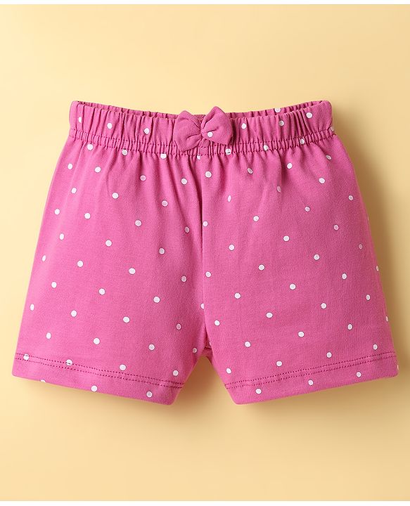 Babyhug Single Jersey Knit Mid Thigh Shorts With Polka Dots Print Pack of 3 - Multicolor