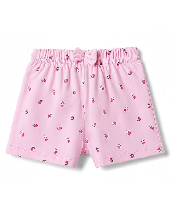 Babyhug Single Jersey Knit Mid Thigh Printed Shorts with Bow Applique Pack of 3 - Multicolor