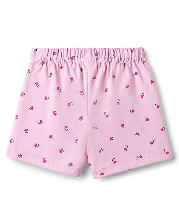 Babyhug Single Jersey Knit Mid Thigh Printed Shorts with Bow Applique Pack of 3 - Multicolor