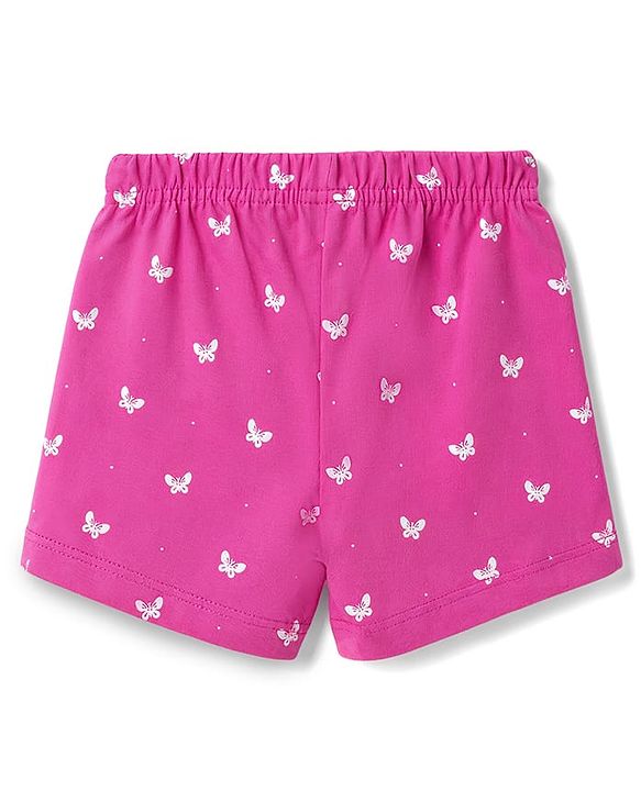 Babyhug Single Jersey Knit Mid Thigh Printed Shorts with Bow Applique Pack of 3 - Multicolor