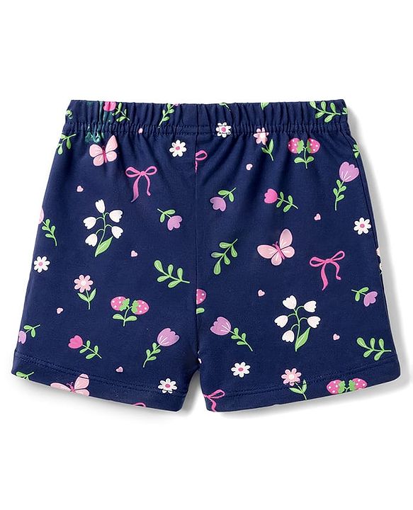 Babyhug Single Jersey Knit Mid Thigh Printed Shorts with Bow Applique Pack of 3 - Multicolor