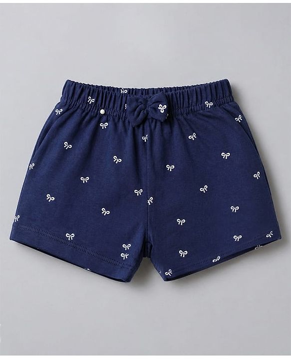 Babyhug Single Jersey Knit Mid Thigh Printed Shorts with Bow Applique Pack of 2 - Multicolor