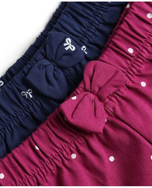 Babyhug Single Jersey Knit Mid Thigh Printed Shorts with Bow Applique Pack of 2 - Multicolor