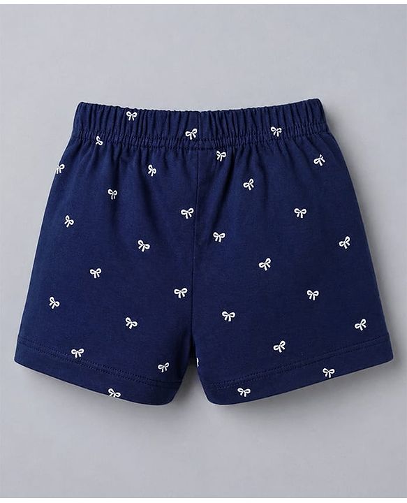 Babyhug Single Jersey Knit Mid Thigh Printed Shorts with Bow Applique Pack of 2 - Multicolor