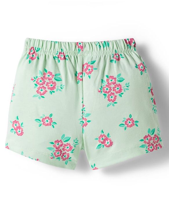 Babyhug Cotton Knit Mid Thigh Floral Printed Shorts Pack Of 2 - Multicolour