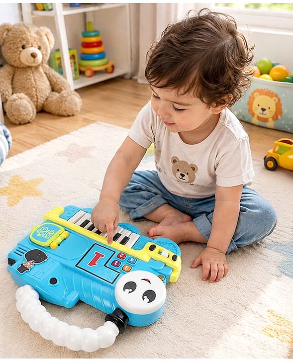 Babyhug Melody Express Musical Piano| Interactive Musical Toy| 8 Built-In Melodies| Piano Keyboard| Number Buttons| Sound & Light Effects| Adjustable Volume| 12+ Months| BIS Certified