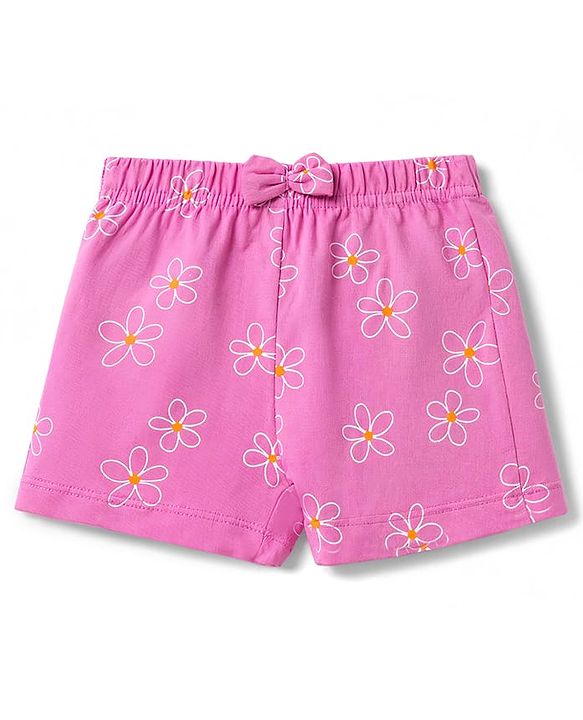Babyhug Single Jersey Knit Mid Thigh Printed Shorts with Bow Applique Pack of 2 - Multicolor