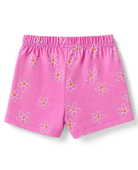Babyhug Single Jersey Knit Mid Thigh Printed Shorts with Bow Applique Pack of 2 - Multicolor