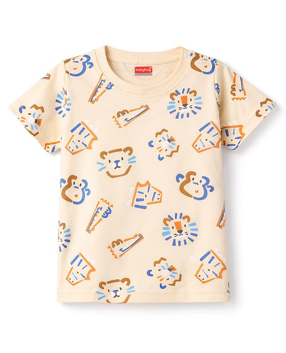 Babyhug Cotton Knit T-Shirts Half Sleeves with Graphics Multi Color 6-9 Months Pack of 3
