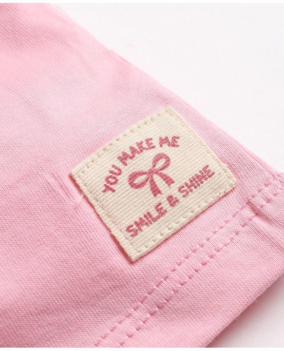 Babyhug Single Jersey Knit Mid Thigh Solid Shorts With Bow Applique - Pink