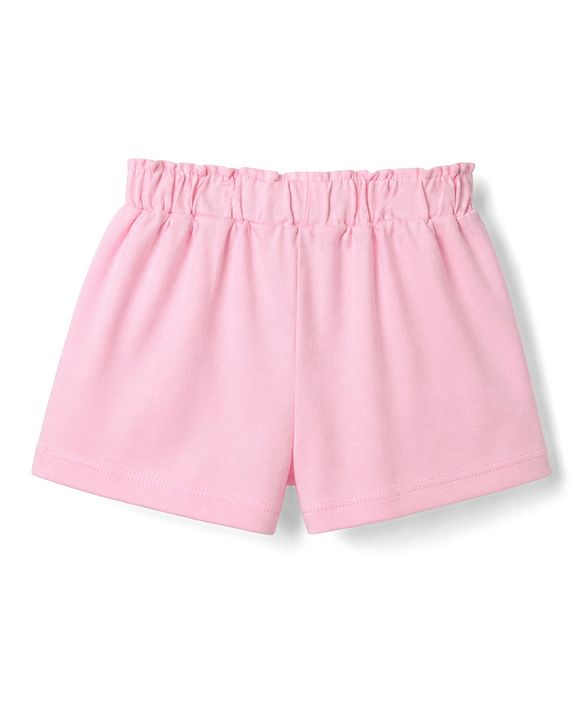 Babyhug Single Jersey Knit Mid Thigh Solid Shorts With Bow Applique - Pink