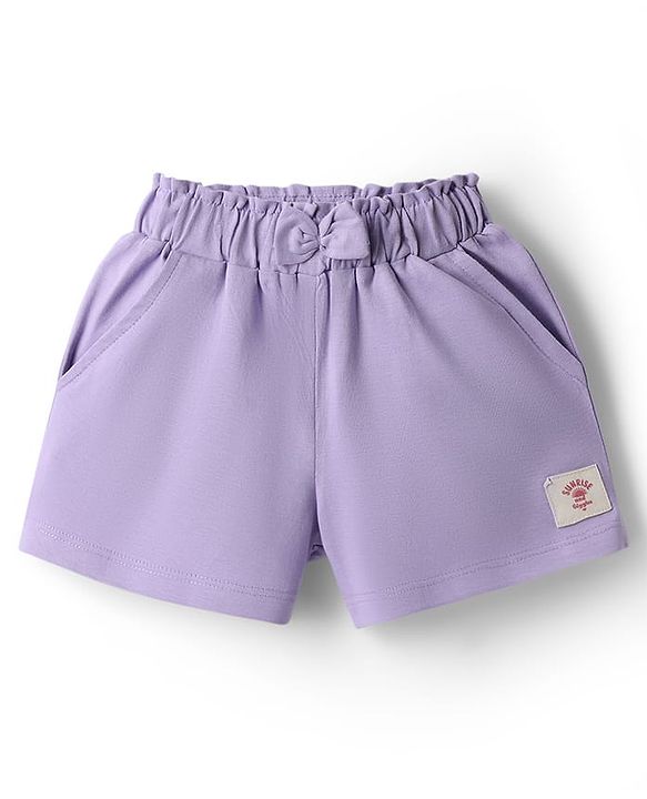 Babyhug Single Jersey Knit Mid Thigh Solid Shorts - Lavender