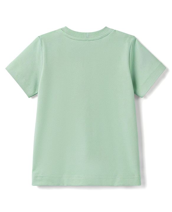 Babyhug 100% Cotton Single Jersey Knit Half Sleeves Striped T-Shirt With Lion Patch & Military Cargo Shorts Set - Green & Beige
