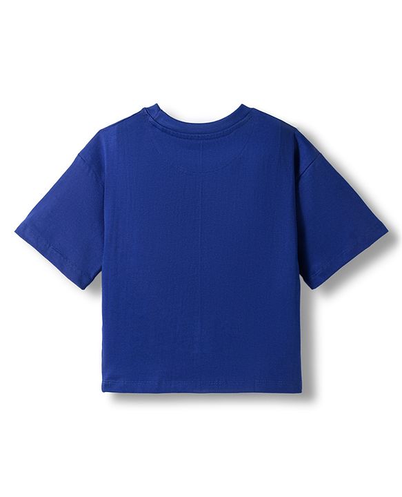 Pine Kids Marvel 100% Cotton Knit Drop Shoulder Half Sleeves T-Shirt With Spider Man Graphics - Navy Blue