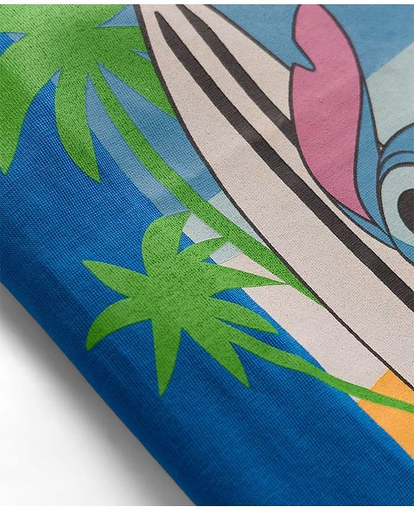 Pine Kids Disney Single Jersey Knit Drop Shoulder Half Sleeves Lilo & Stitch Graphic - Blue
